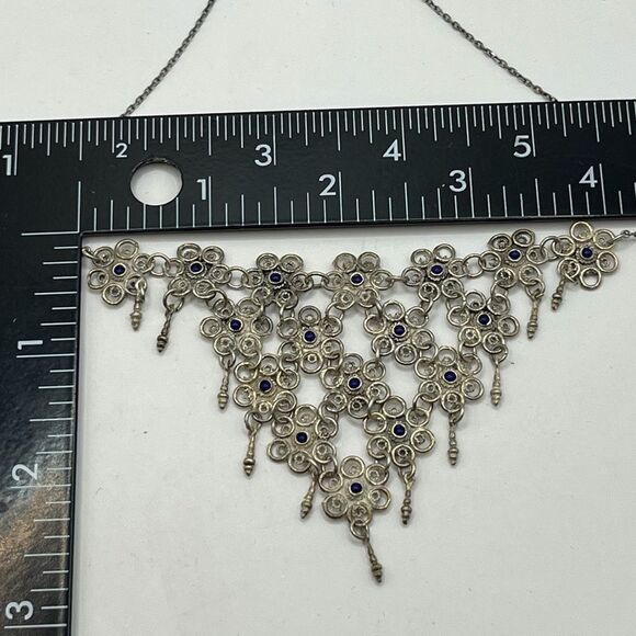 Vintage Filagree tested 925 Silver and Blue Lapis Necklace - Picture 5 of 5
